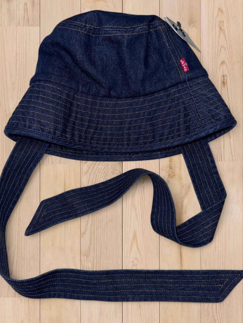 Levi's denim bucket hat with denim ribbon tie // deadstock sample // BNWT